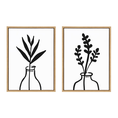 Sylvie Modern Botanical Vase Framed Canvas Set by The Creative Bunch by kateandlaurel - main product image for Resin Society