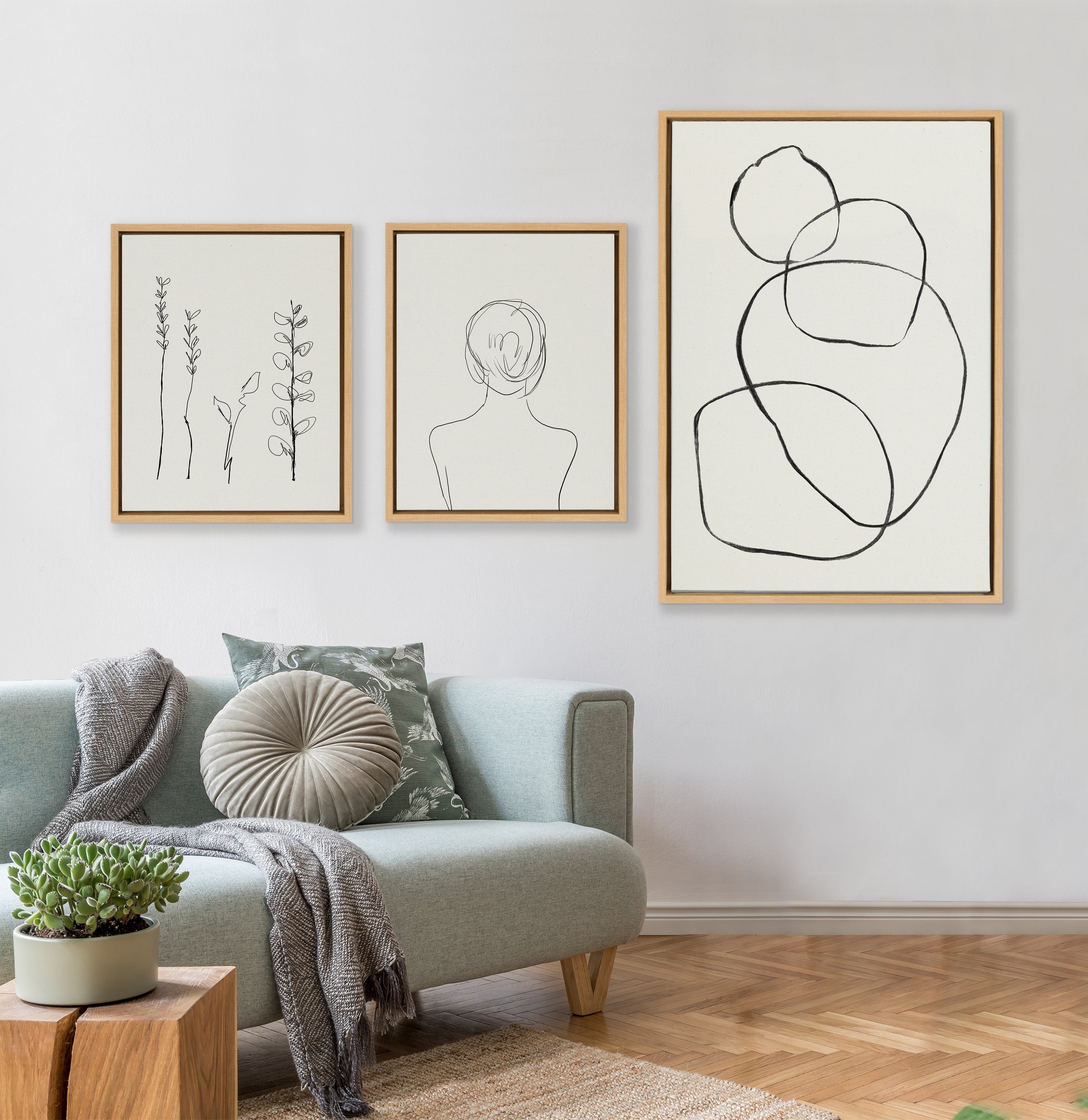 Sylvie Going in Circles and Minimalist Woman Framed Canvas Set by kateandlaurel - product image 11 for Resin Society