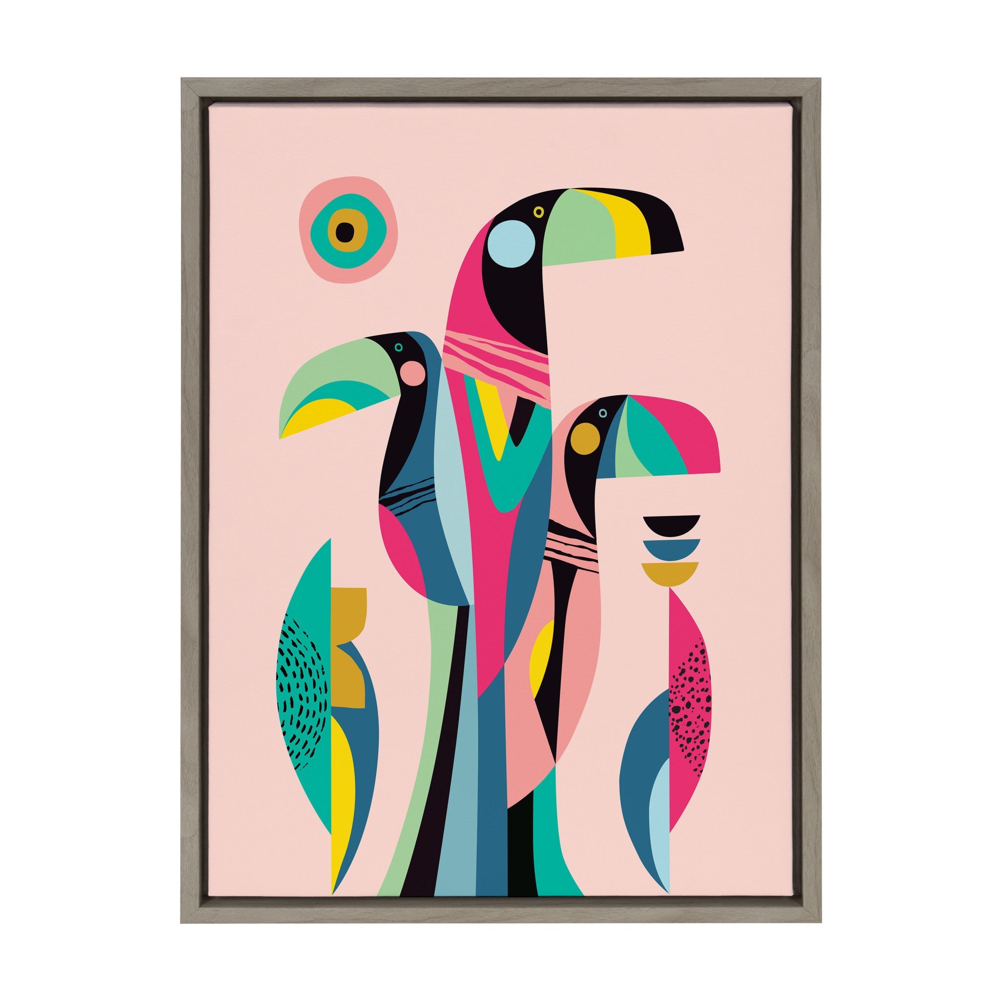 Sylvie Mid Century Modern Tropical Toucan Framed Canvas by kateandlaurel - product image 2 for Resin Society