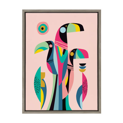 Sylvie Mid Century Modern Tropical Toucan Framed Canvas by kateandlaurel - product image 2 for Resin Society