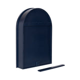 Dark blue arched metal frame with a detachable horizontal bar positioned in front, shown against a white background.