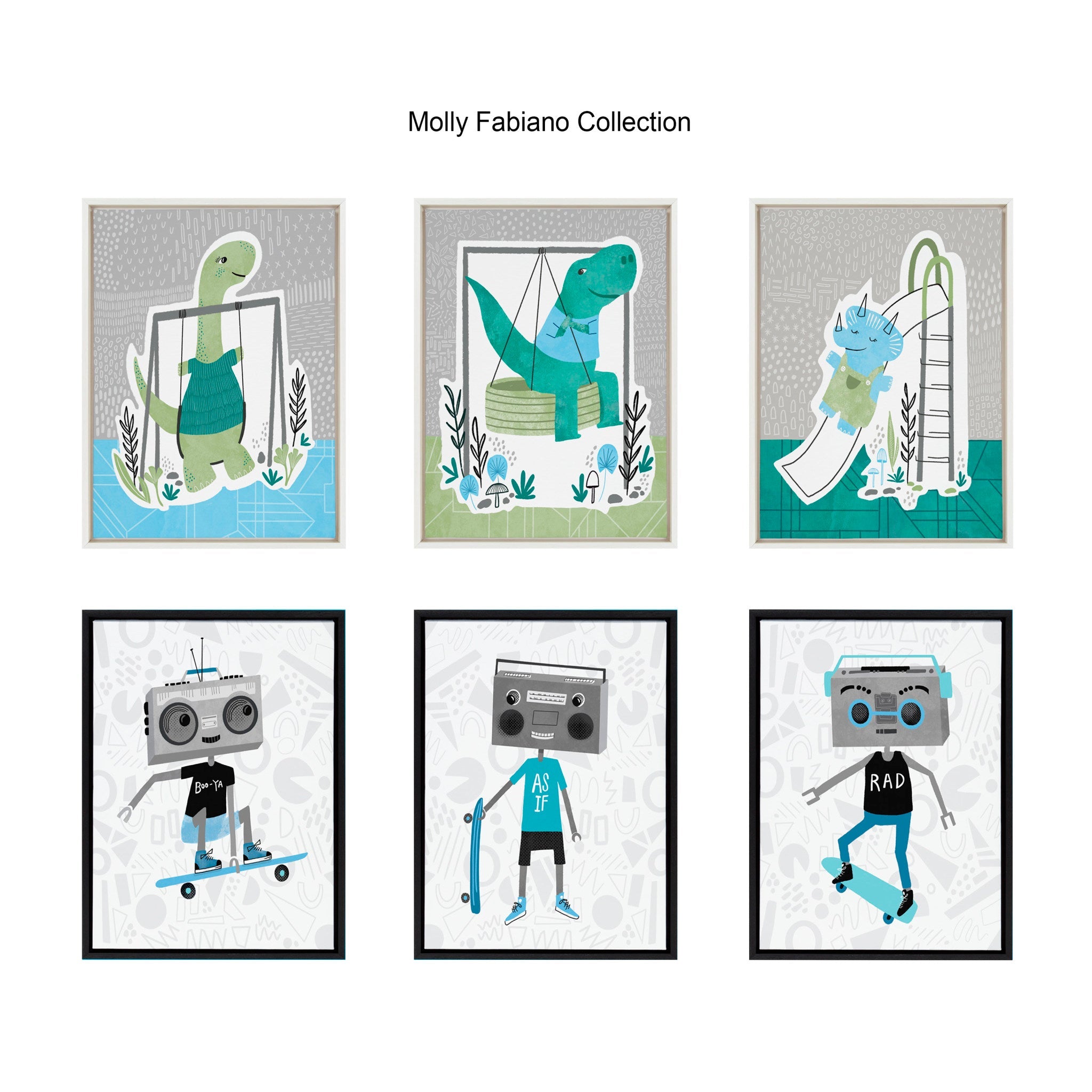 Sylvie Boom Box Boy 2 Framed Canvas by Molly Fabiano, Black 18x24 by kateandlaurel - product image 6 for Resin Society