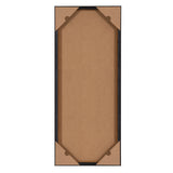 Rectangular canvas back with four protective cardboard corner covers on a black wooden frame, shown against a white background.