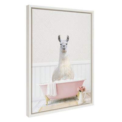 Sylvie Llama in Cottage Rose Bath Framed Canvas by kateandlaurel - product image 7 for Resin Society