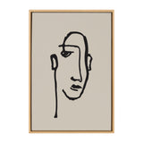 Sylvie Minimalist Neutral Line Art Drawing Face Framed Canvas by kateandlaurel - product image 2 for Resin Society