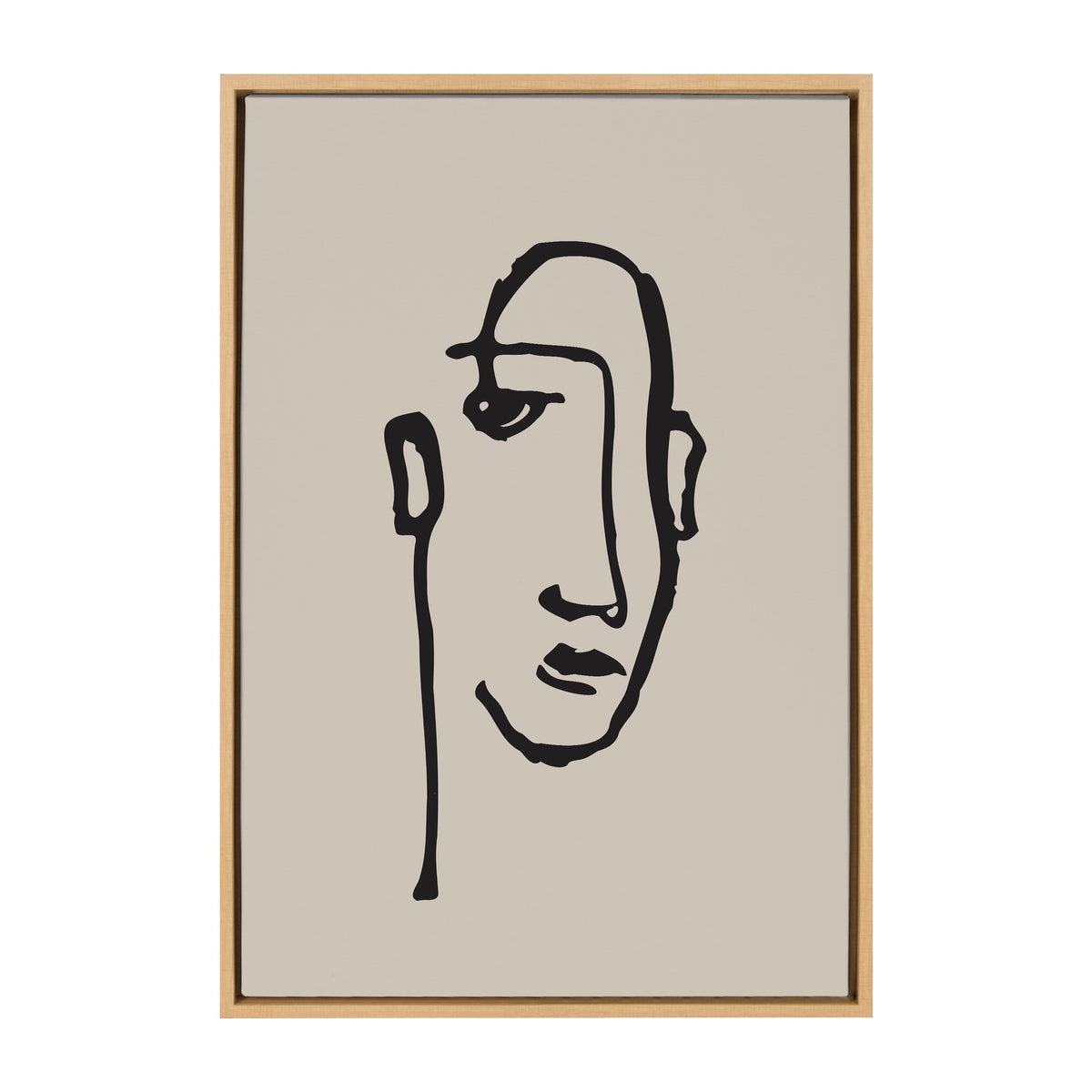 Sylvie Minimalist Neutral Line Art Drawing Face Framed Canvas by kateandlaurel - product image 2 for Resin Society