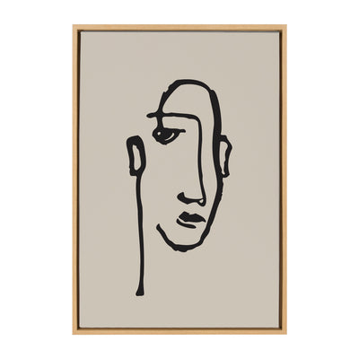 Sylvie Minimalist Neutral Line Art Drawing Face Framed Canvas by kateandlaurel - product image 2 for Resin Society