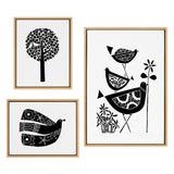 Sylvie Trio Linocut, Love Tree Linocut and Over the Cloud Linocut framed canvas artwork set by Giuliana Lazzerini
