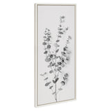 Sylvie Eucalyptus Botanical I Gray and Soft White Framed Canvas by The by kateandlaurel - framed botanical wall art in muted gray and white