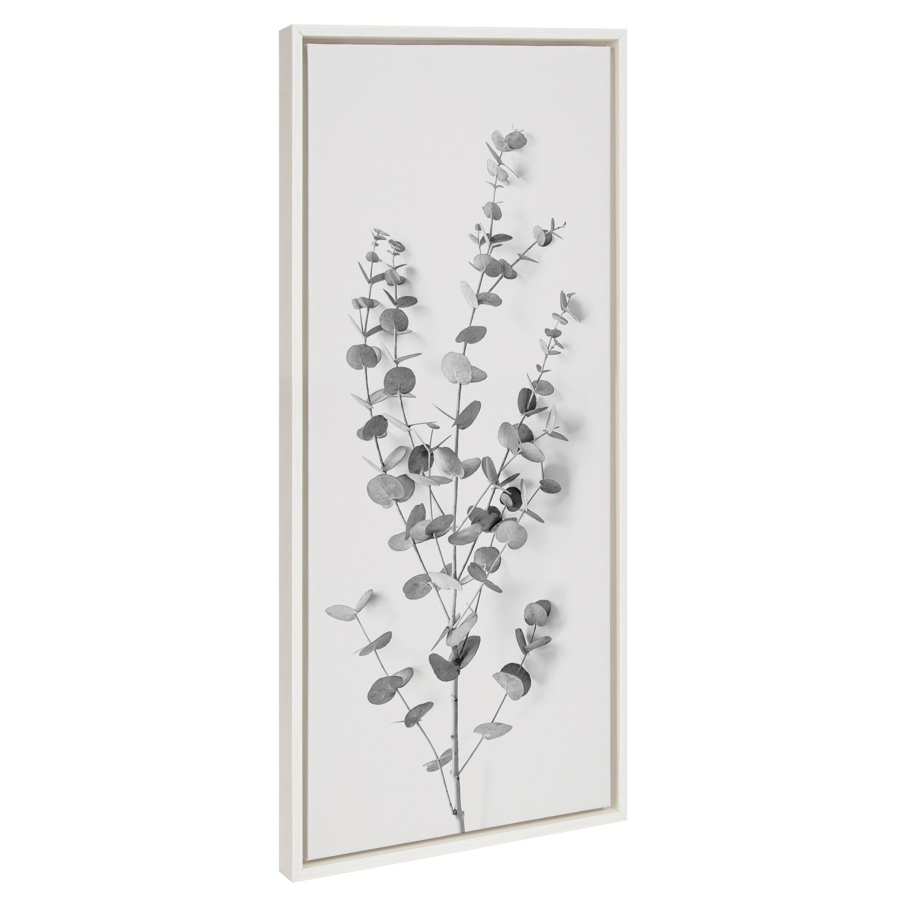 Sylvie Eucalyptus Botanical I Gray and Soft White Framed Canvas by The by kateandlaurel - main product image for Resin Society