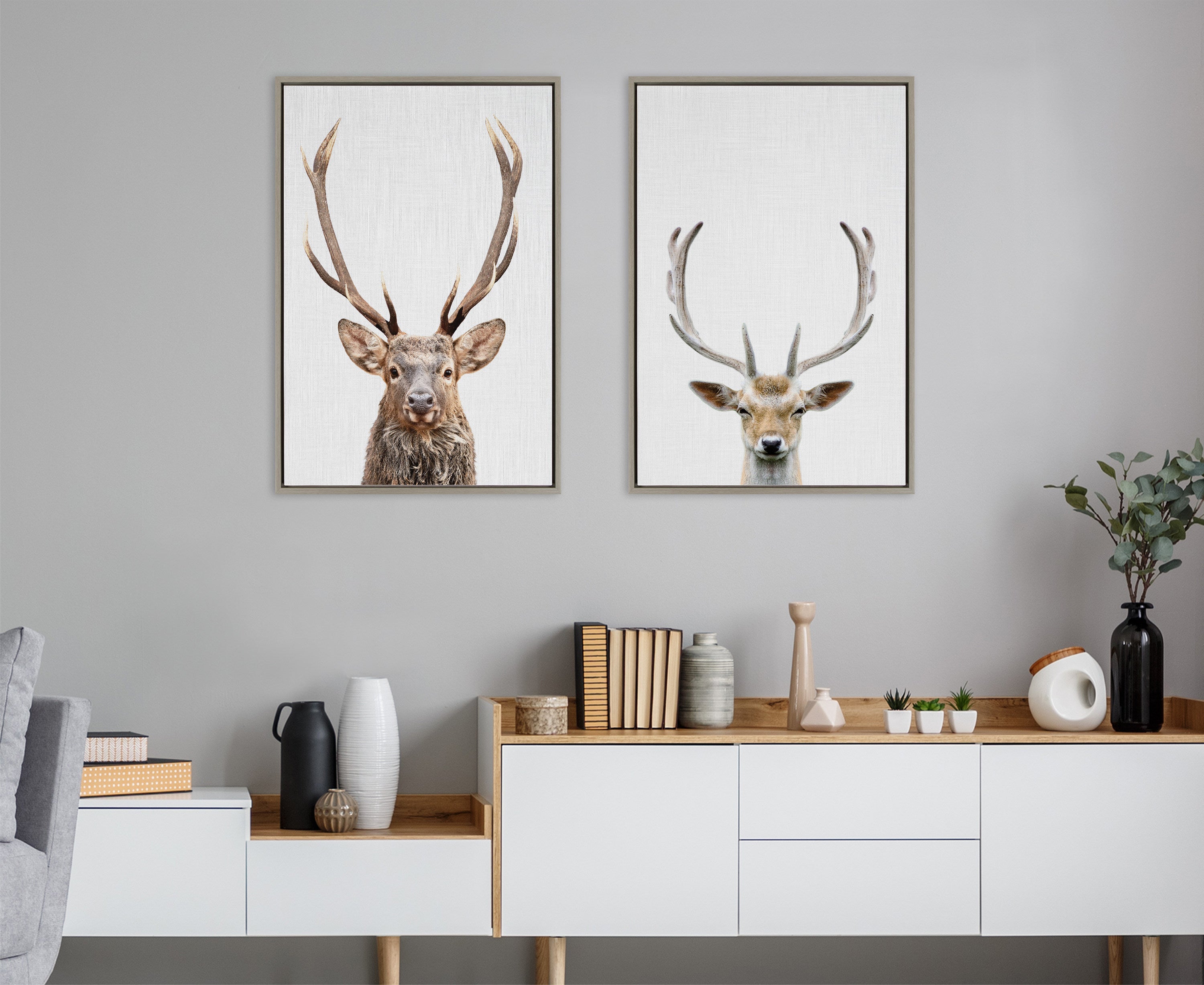 Sylvie The Red Deer Color Framed Canvas by Simon Te of Tai Prints by kateandlaurel - product image 5 for Resin Society