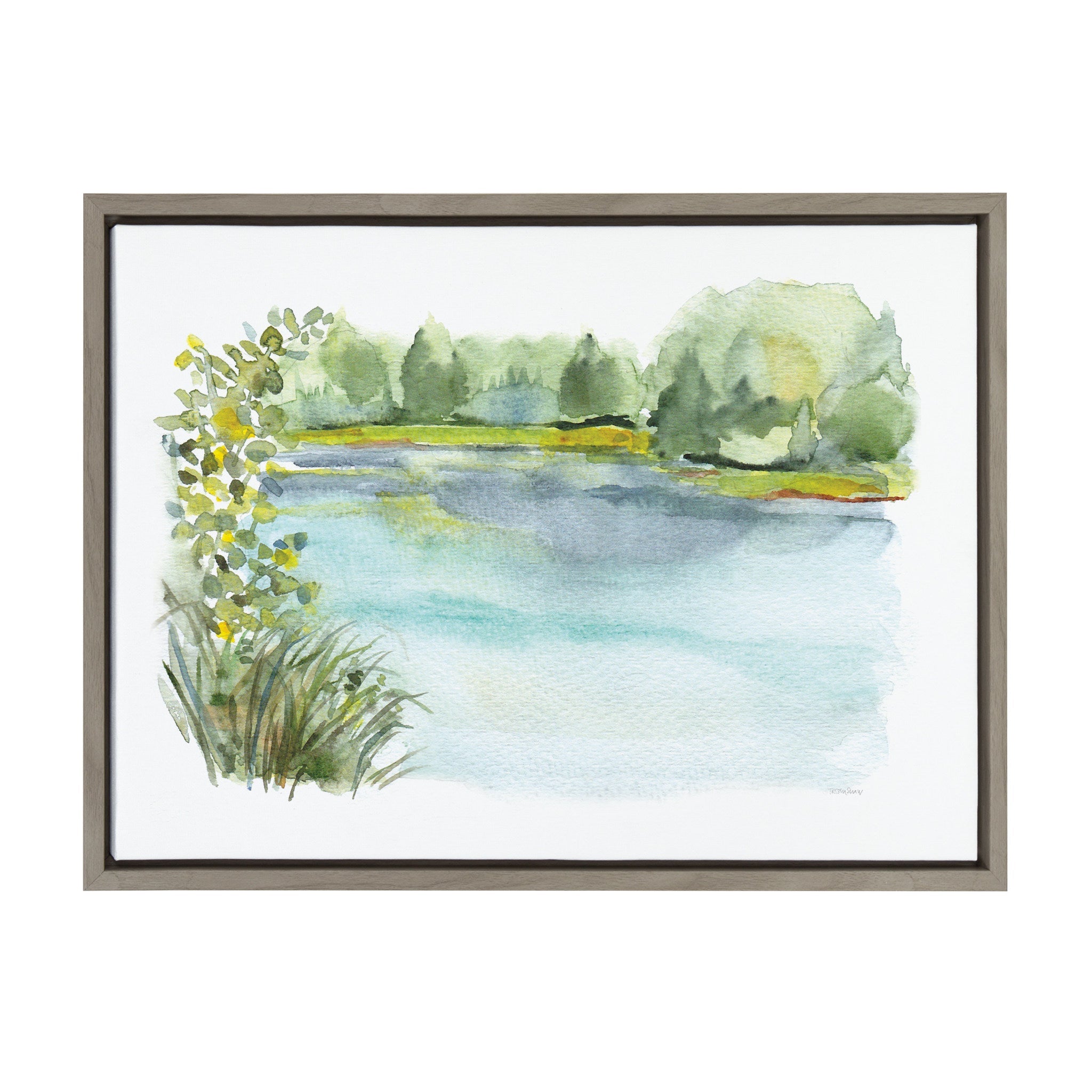 Sylvie Pond Landscape Framed Canvas by kateandlaurel - main product image for Resin Society