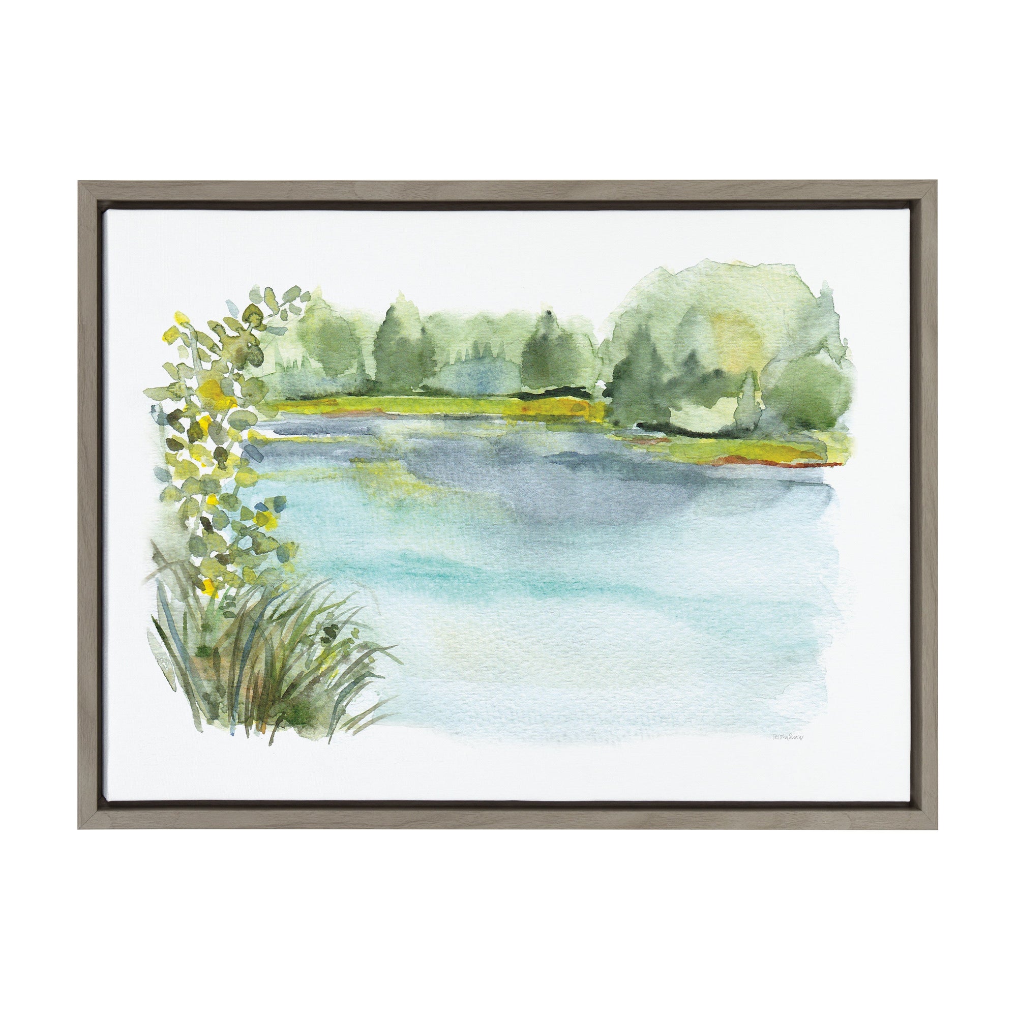 Sylvie Pond Landscape Framed Canvas by kateandlaurel - product image 10 for Resin Society