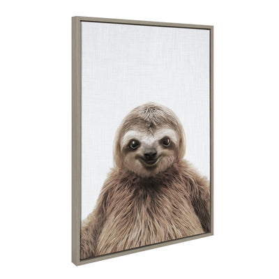 Sylvie Sloth Color Framed Canvas by Simon Te of Tai Prints