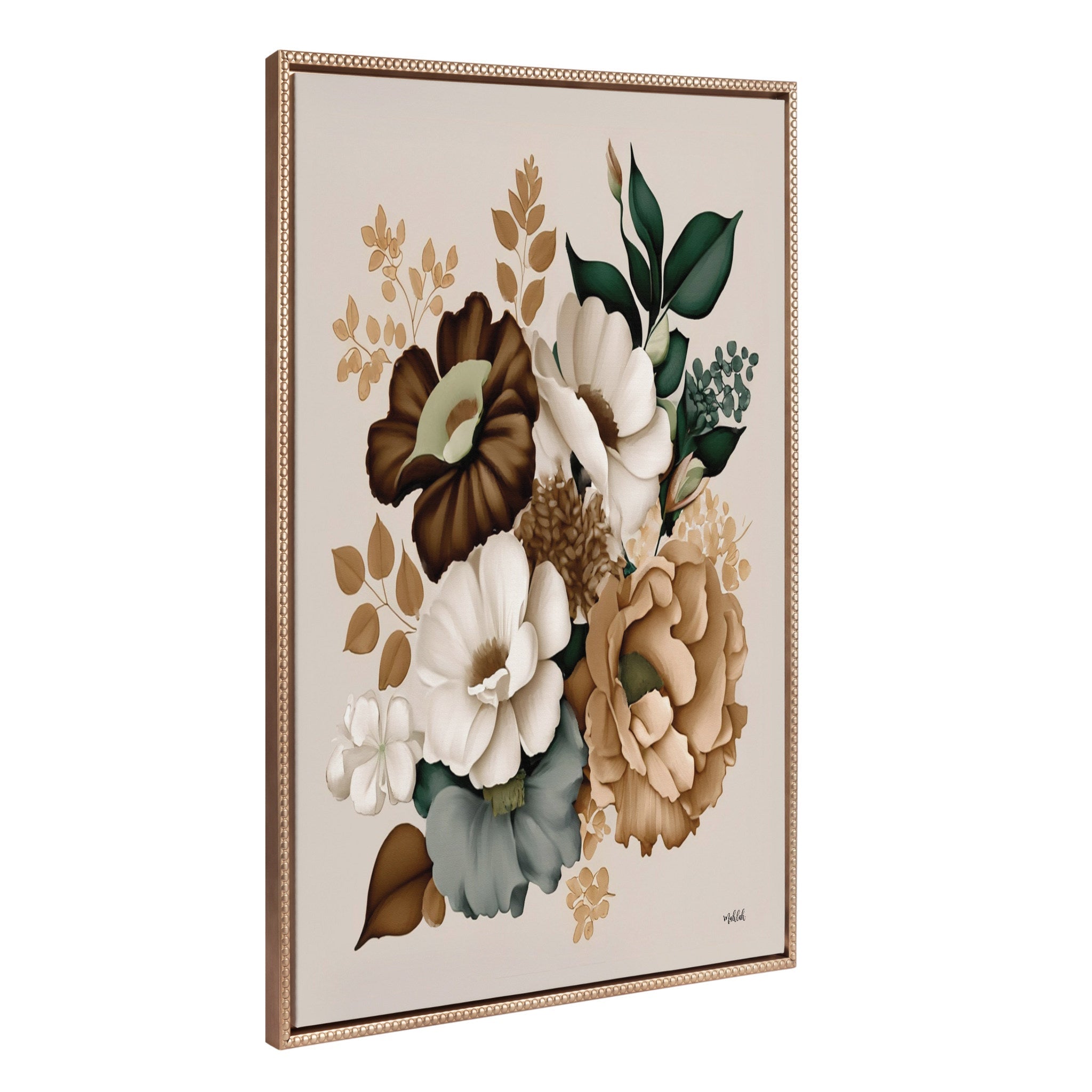 Sylvie Beaded Harvest Blooming Framed Canvas showing rustic fall floral bouquet with vintage beaded frame