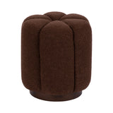 Lucida Round Tufted Ottoman with boucle fabric cushion and mango wood base