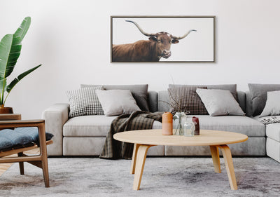 Sylvie Texas Longhorn Cow Lick Framed Canvas by kateandlaurel - product image 5 for Resin Society