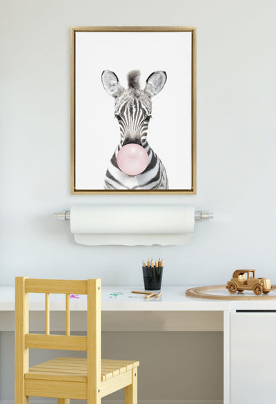 Sylvie Bubble Gum Zebra Framed Canvas by Amy Peterson Art Studio