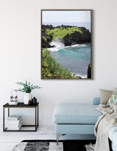 Sylvie Maui Black Sand Swell Framed Canvas by Rachel Bolgov by kateandlaurel - product image 7 for Resin Society
