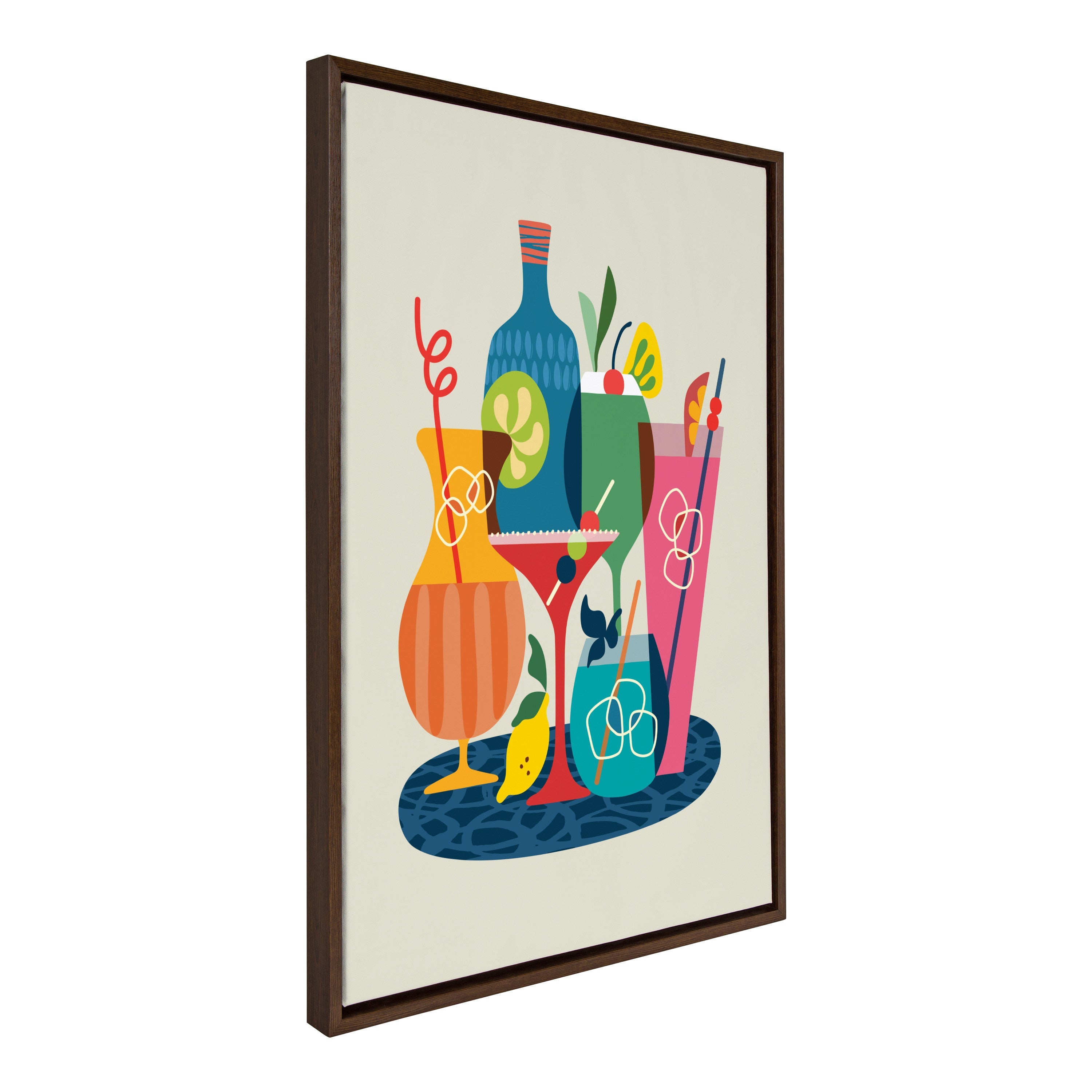 Sylvie Mid Century Modern Cocktails Framed Canvas by kateandlaurel - product image 2 for Resin Society