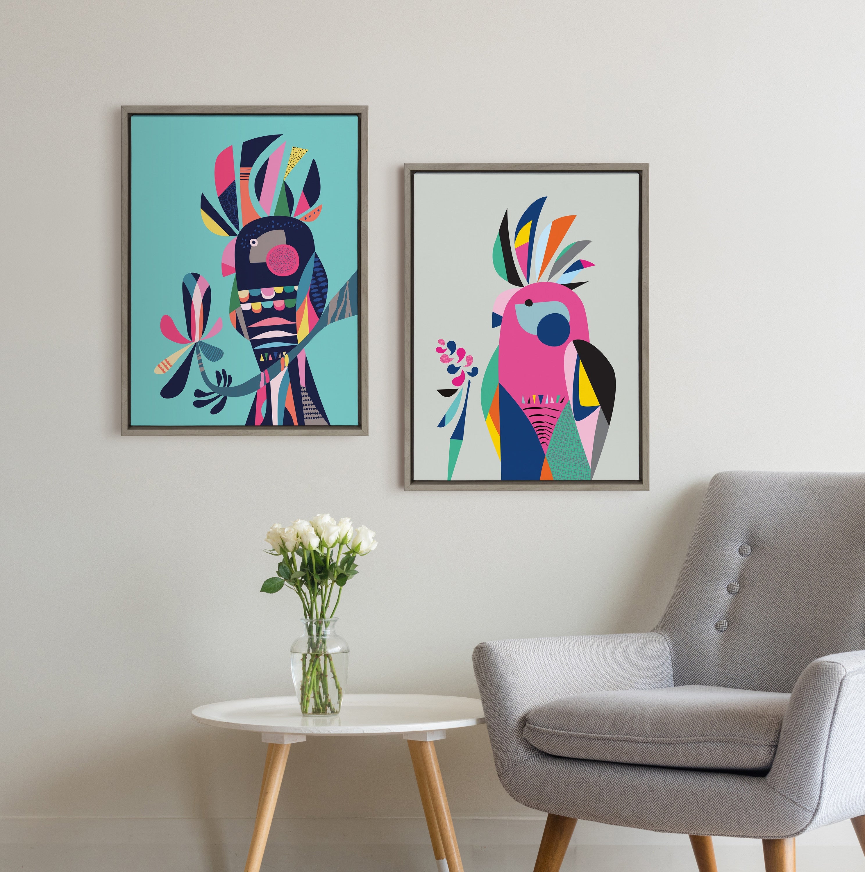 Sylvie Cockatoo Framed Canvas by kateandlaurel - product image 5 for Resin Society