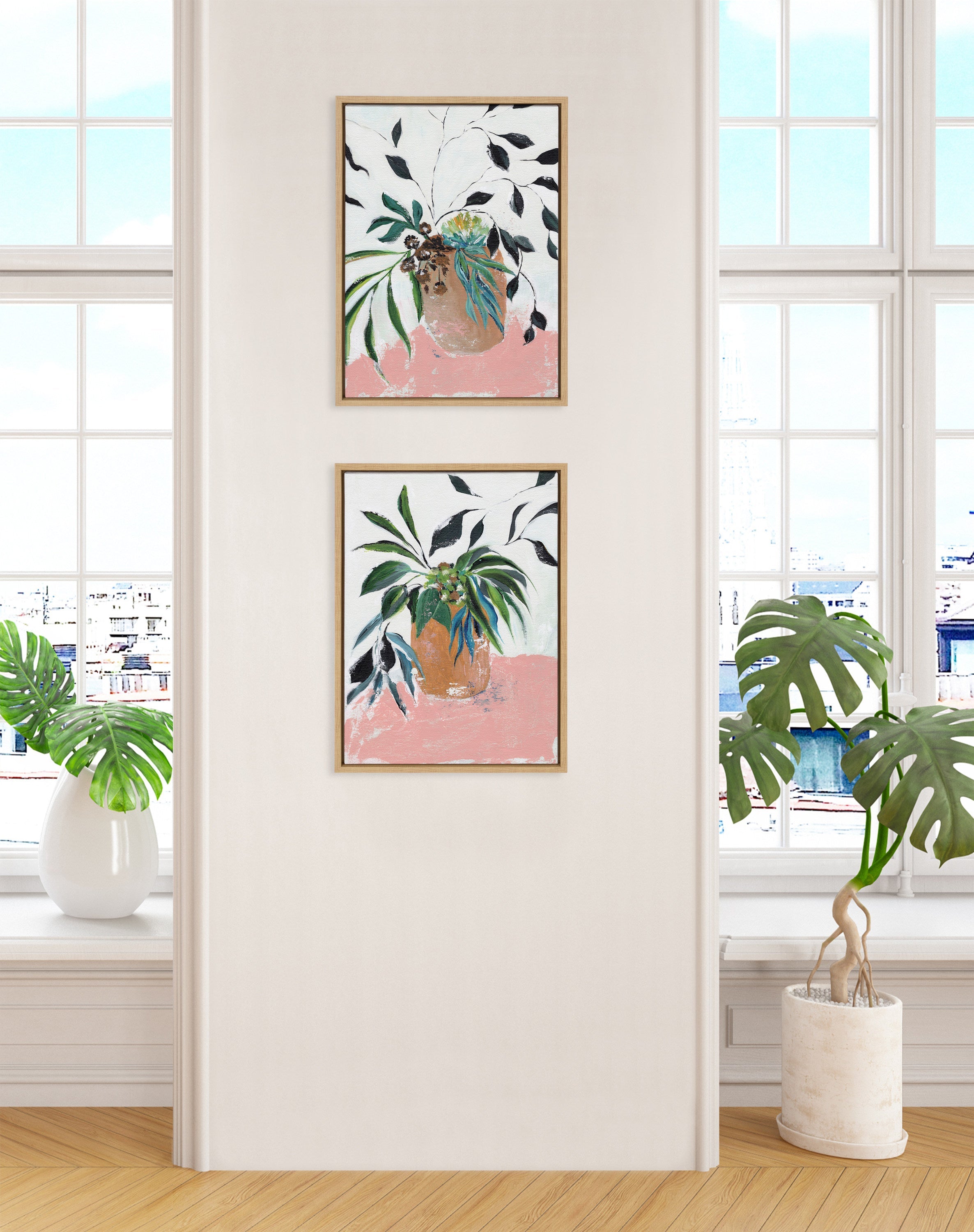 Sylvie Wild Foliage l and II Framed Canvas Art Set by Nikita Jariwala