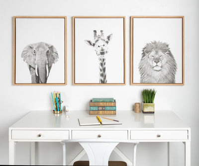 Sylvie Giraffe Framed Canvas by Simon Te of Tai Prints