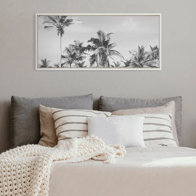 Sylvie Coastal Coconut Palm Tree Beach BW Framed Canvas by kateandlaurel - product image 5 for Resin Society