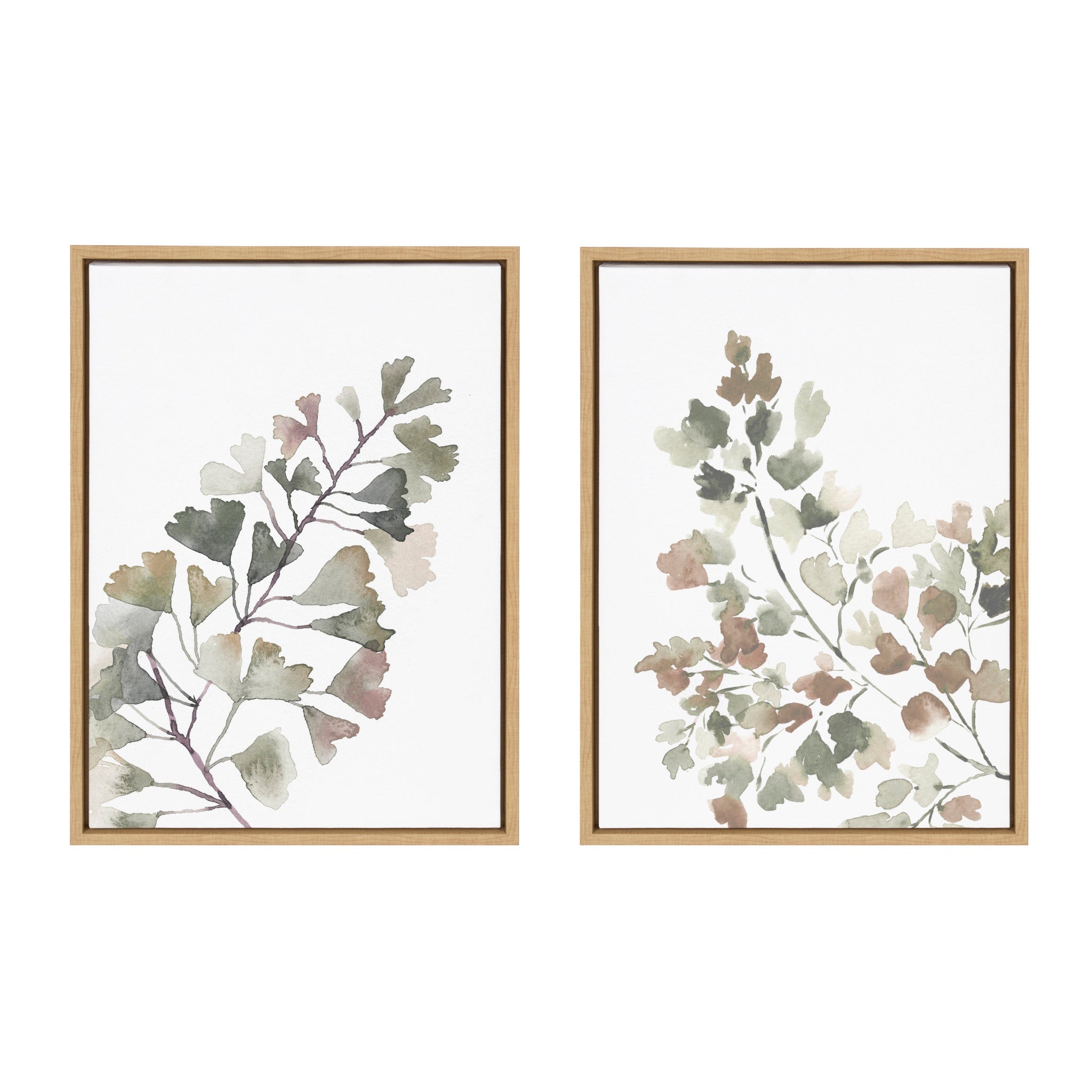 Sylvie Botanical Soft Splitfern and Botanical Soft Maiden Framed Canvas by kateandlaurel - product image 2 for Resin Society