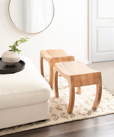 Loviisa Wood Ottoman and Vanity Stool