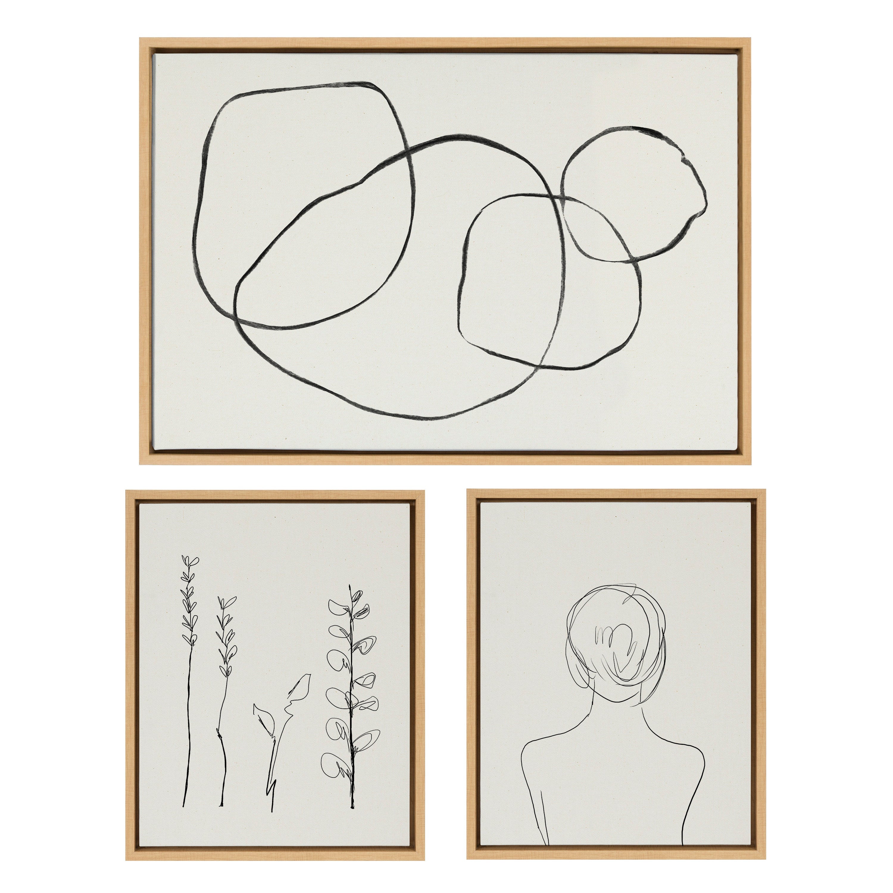 Sylvie Going in Circles and Minimalist Woman Framed Canvas Set by kateandlaurel - product image 7 for Resin Society