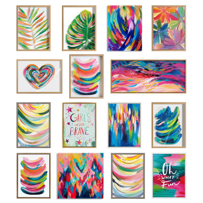 Sylvie EV Brush Strokes 90 A, B and C Framed Canvas Art Set by Jessi Raulet