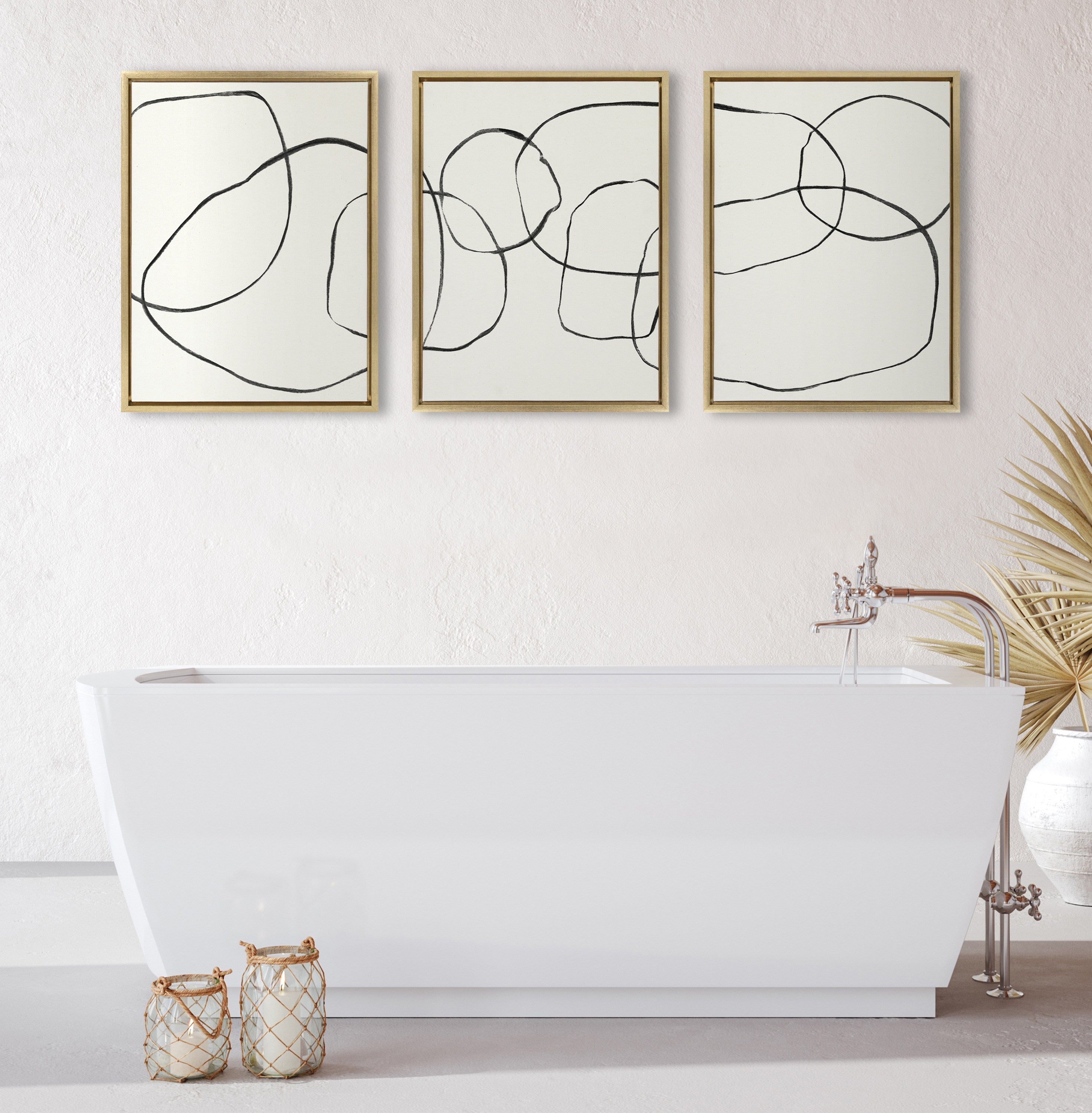 Sylvie Dancing Circles BW Framed Canvas by kateandlaurel - product image 4 for Resin Society