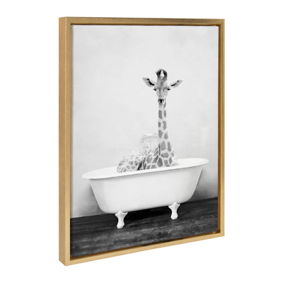 Sylvie Giraffe 2 in the Tub Framed Canvas by kateandlaurel - product image 12 for Resin Society