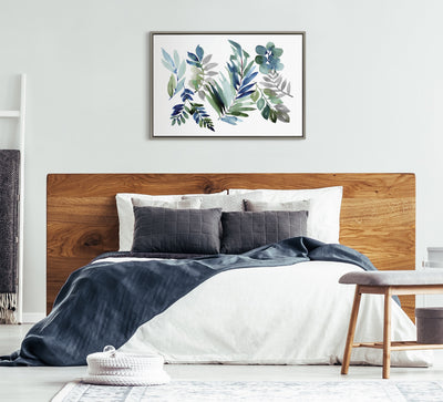 Sylvie Tropic Leaves Blue Framed Canvas by kateandlaurel - product image 4 for Resin Society