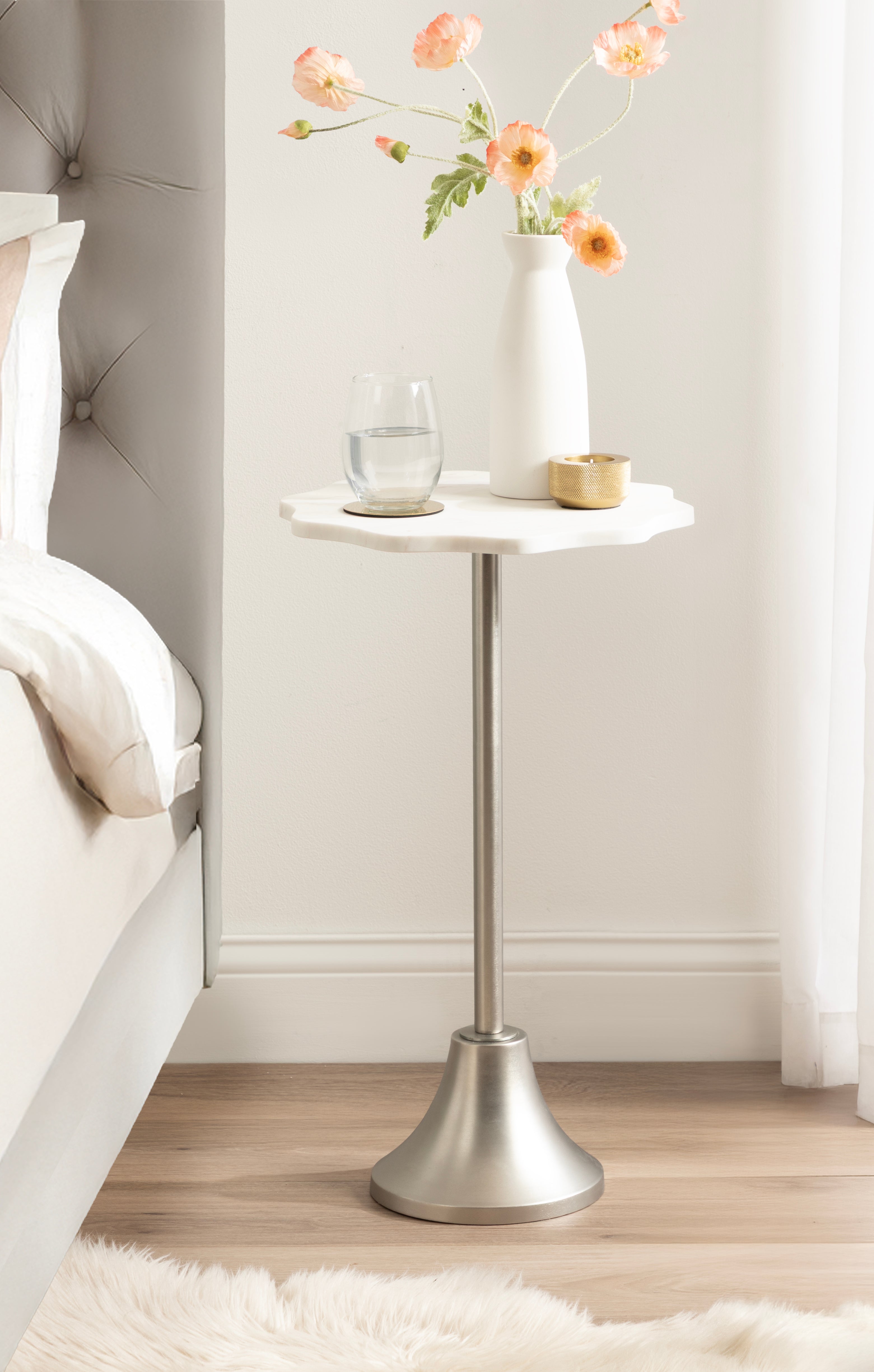 Sanzo Scalloped Marble and Metal Table