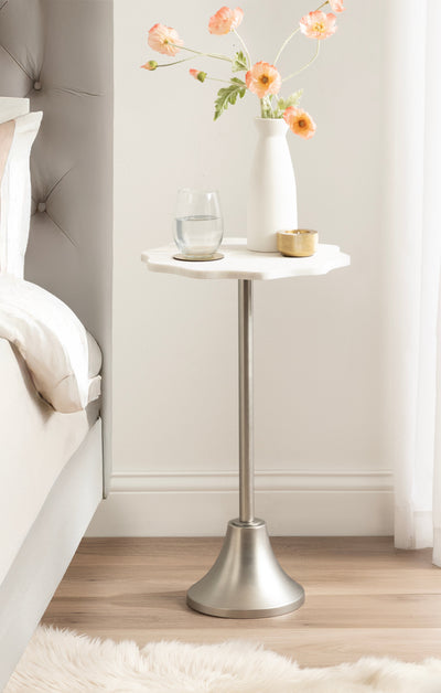 Sanzo Scalloped Marble and Metal Table