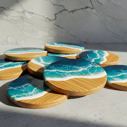 Handmade Ocean Resin Coaster Set of 4