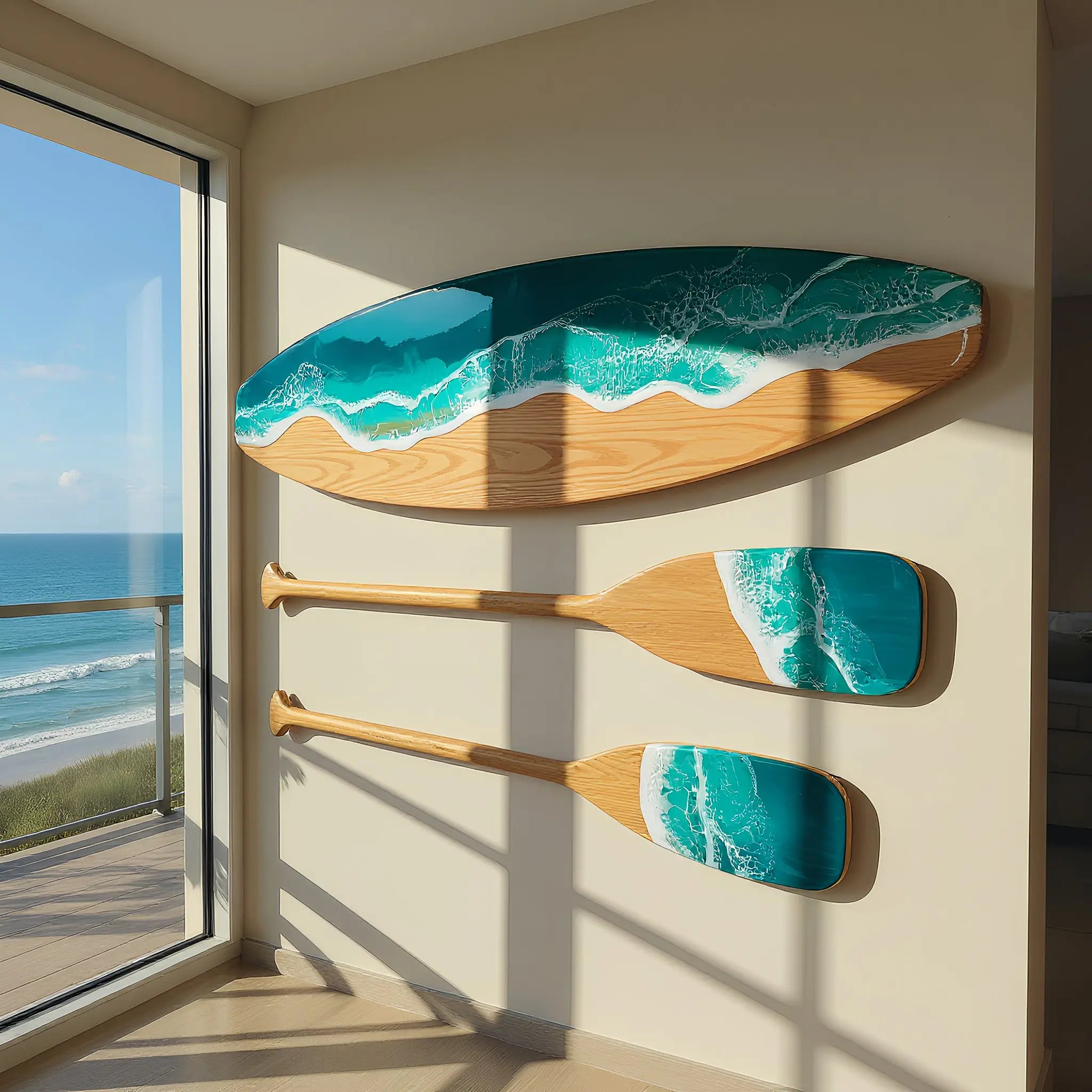 Ocean Resin Surfboard Wall Decor