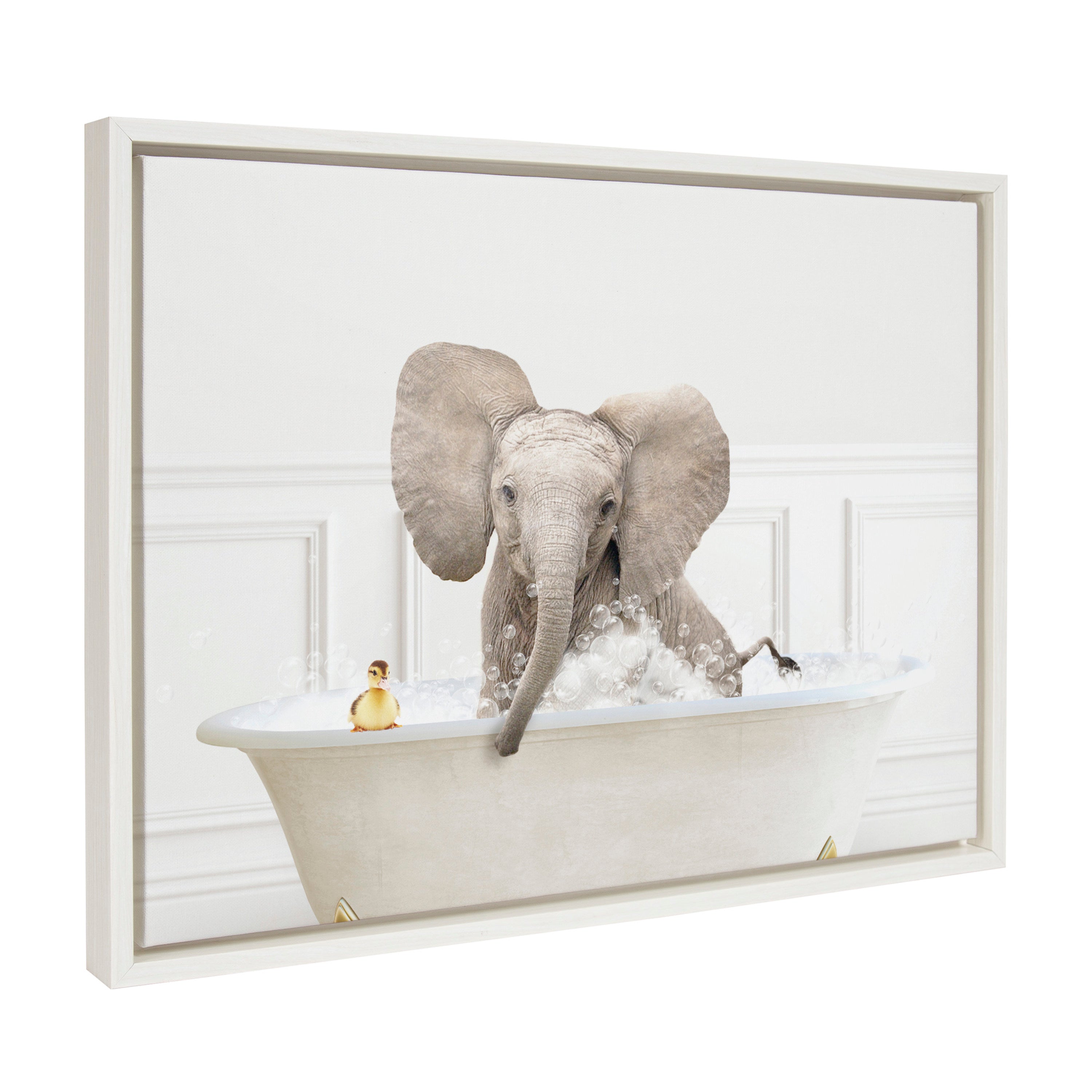 Sylvie Baby Elephant No4 In Bubble Bath Neutral Style Framed Canvas by kateandlaurel - product image 7 for Resin Society