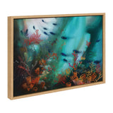 Framed canvas art of underwater coral cove by Faryn Hughes