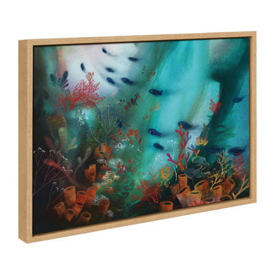 Framed canvas art of underwater coral cove by Faryn Hughes