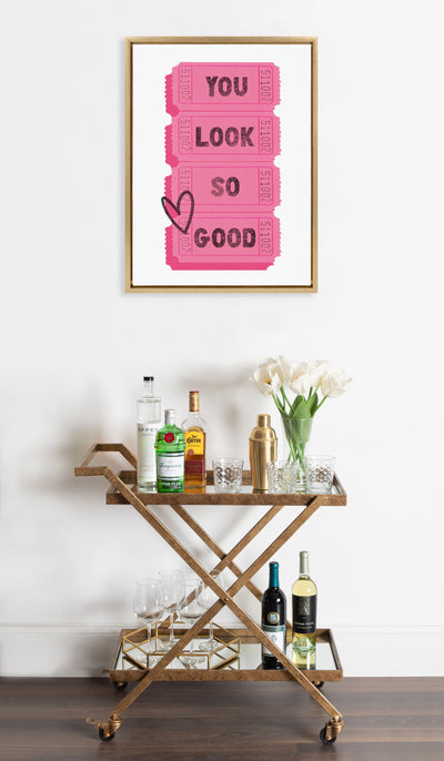 Sylvie You Look So Good Pink Tickets Framed Canvas by Alli Standefer