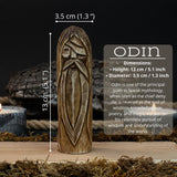 Hand-carved wooden Odin figurine 13 cm tall, Norse god statue with detailed craftsmanship