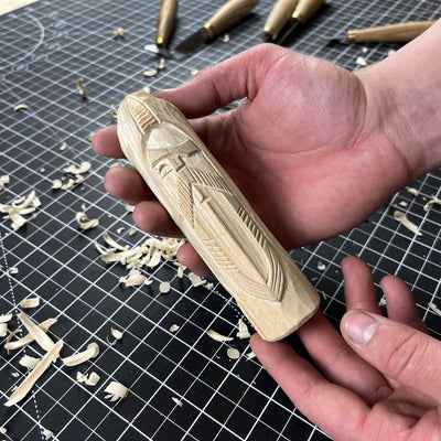 Hand-carved wooden Odin figurine 13 cm tall, Norse god statue with detailed craftsmanship