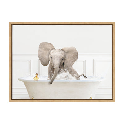 Sylvie Baby Elephant No4 In Bubble Bath Neutral Style Framed Canvas by kateandlaurel - product image 2 for Resin Society