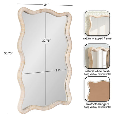 Rahfy Rattan Rectangle Scallop Mirror