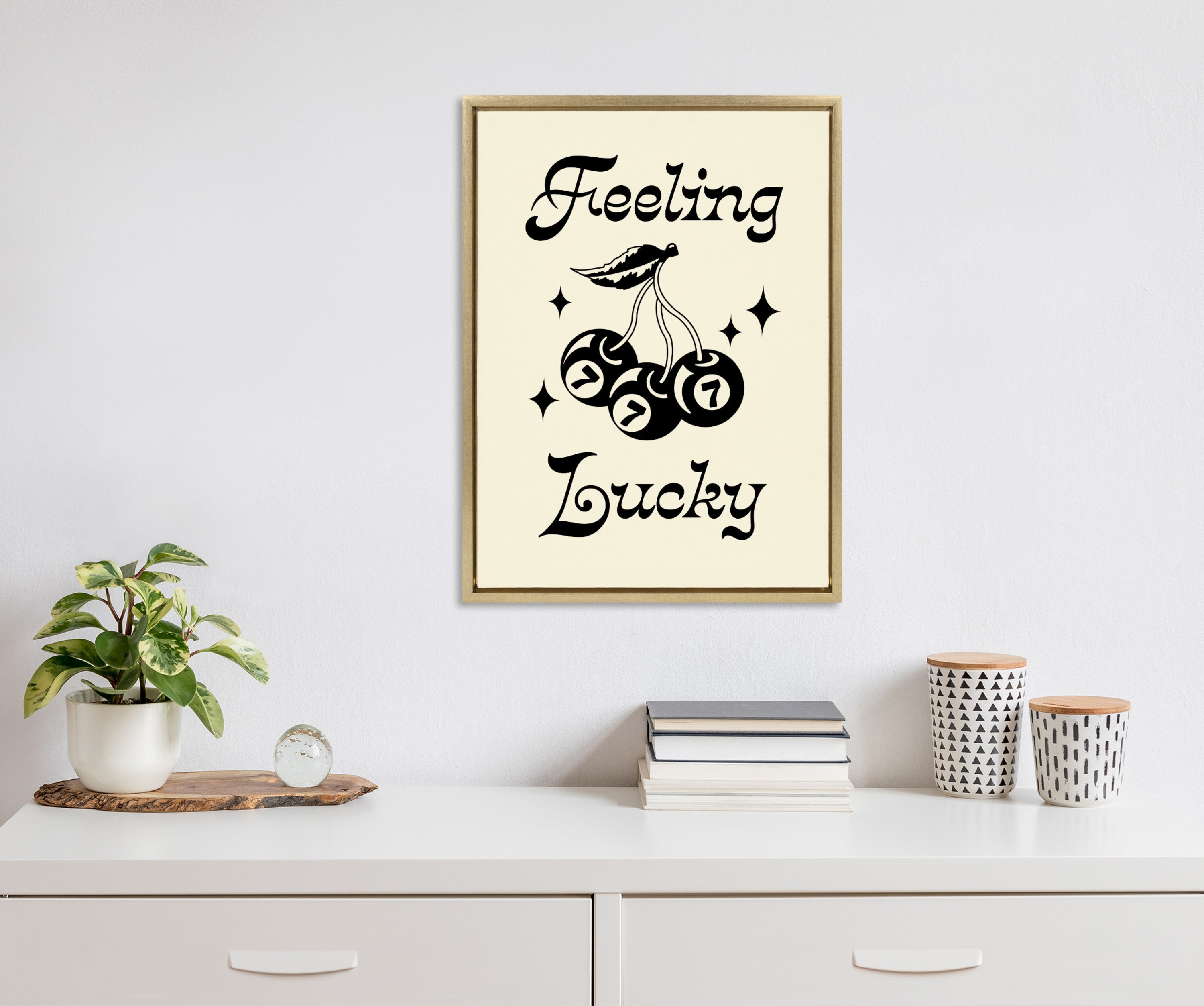 Sylvie Feeling Lucky Cherries Framed Canvas by Alli Standefer