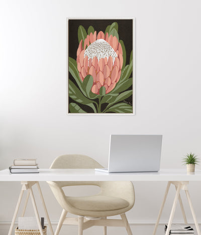 Sylvie Beaded Protea Noire Framed Canvas by Mackenzie Nelson