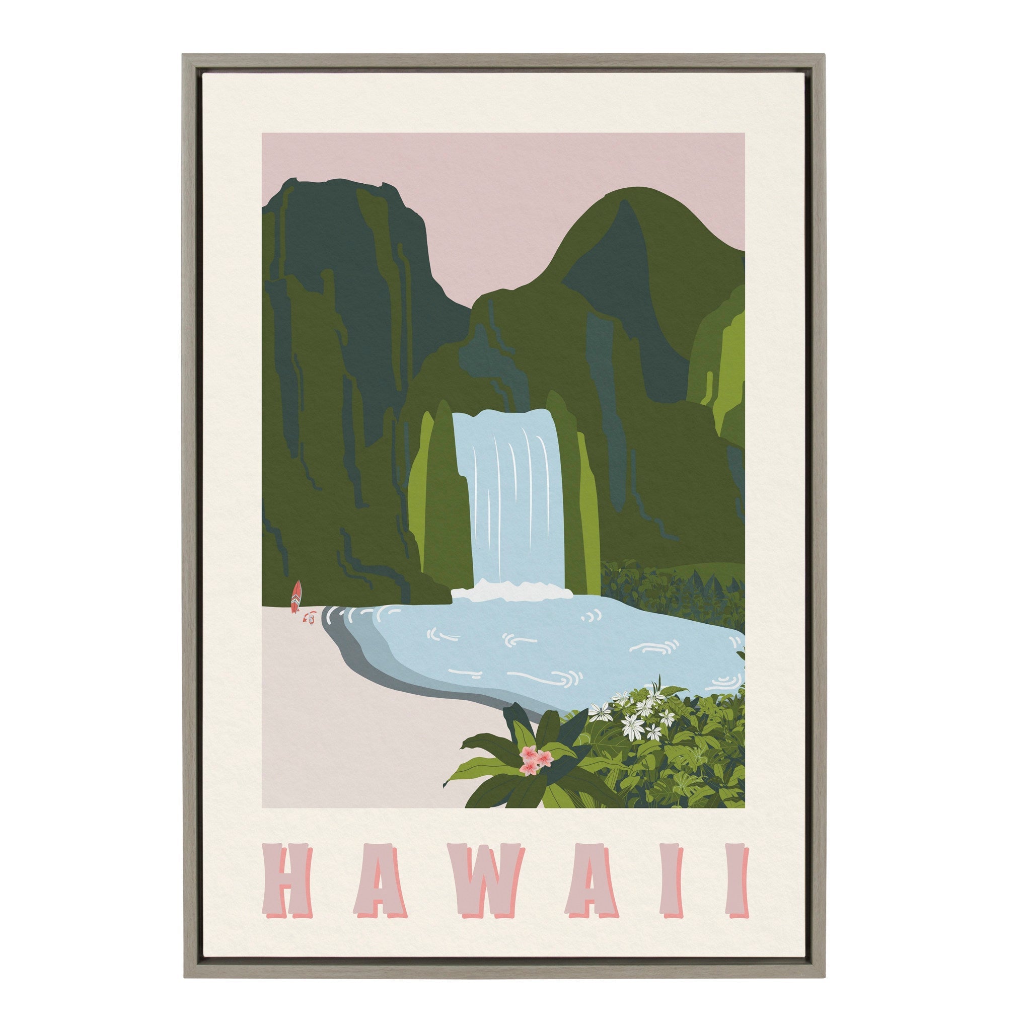 Sylvie Travel Poster Hawaii Framed Canvas by kateandlaurel - main product image for Resin Society